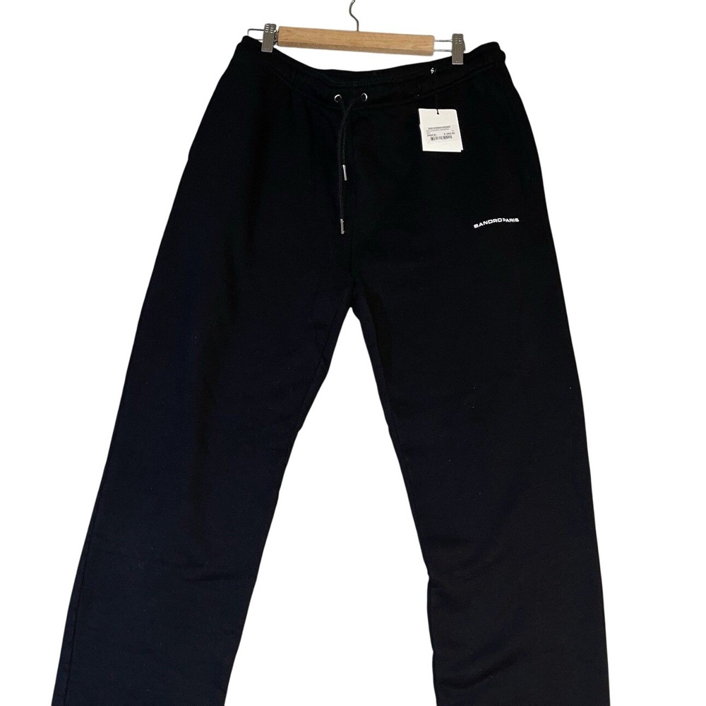 Sandro Paris Mens Black Fleece Jogger Size‎ S New Elastic Waist